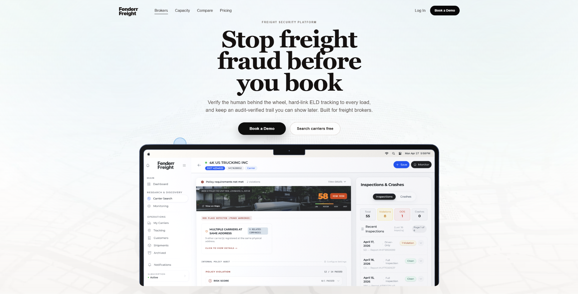 Fenderr Freight website by NEDigitalStudio